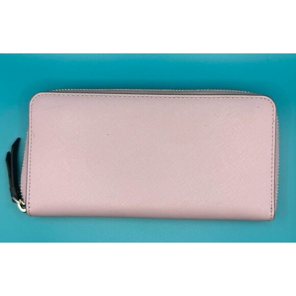 KATE SPADE Cameron LG Continental Wallet Lilac Saffiano Blue Leather Silver Logo - Picture 2 of 4